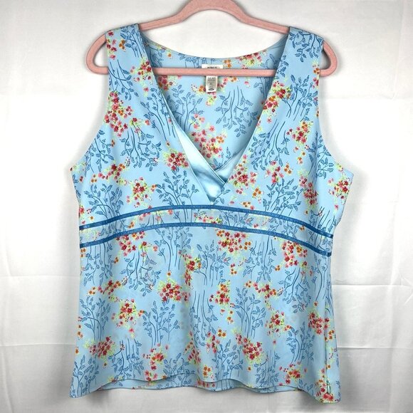 Old Navy Womens VTG Y2K Babydoll Top XL Blue Floral Whimsical Fairycore Dainty - Picture 1 of 7